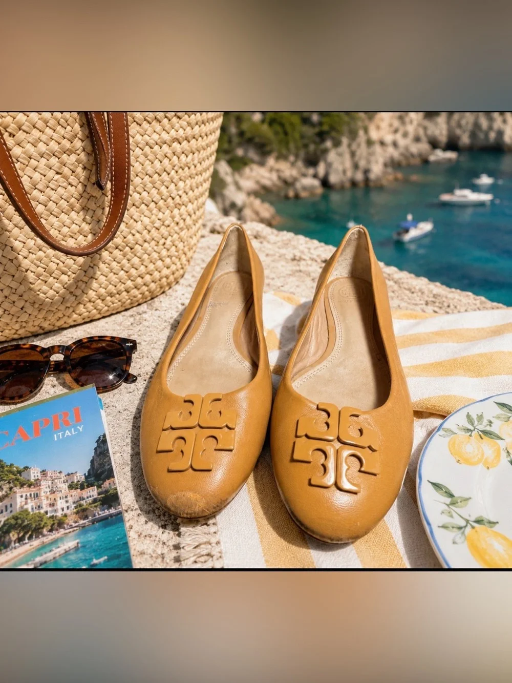 Tory Burch size 8 tan ballet flats